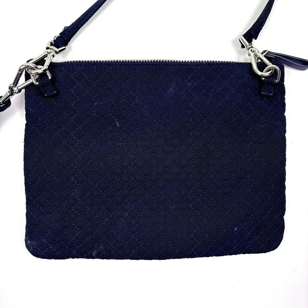 Vera Bradley Little Hipster Microfiber Crossbody Purse Bag Wristlet Quilted Navy